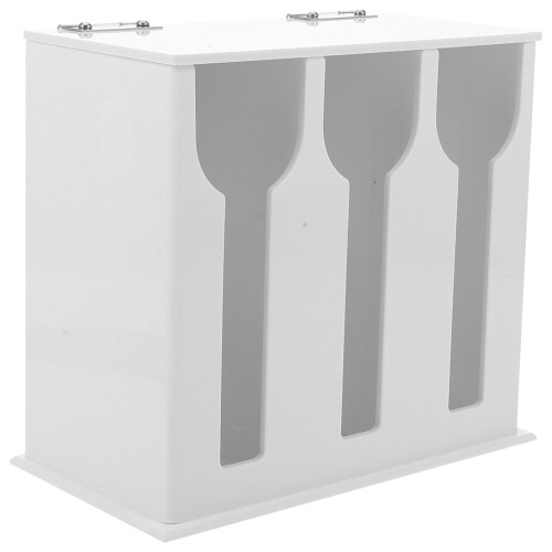 2Pcs Three-Compartment Acrylic Utensil Organizer White Spoon Dispenser