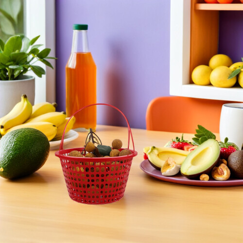 10Pcs Red Plastic Basket for Fruits Picking with Ergonomic Handle 2