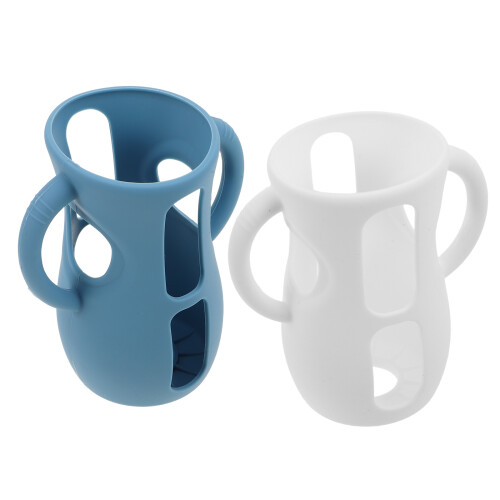 6Pcs Silicone Baby Bottle Sleeve Protector with Handle for Nursery Use 1