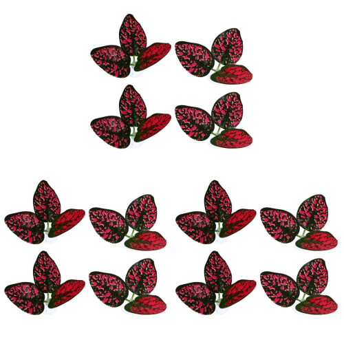 12Pcs Red Simulation Fish Spawning Leaves Plastic Aquarium Landscape 2