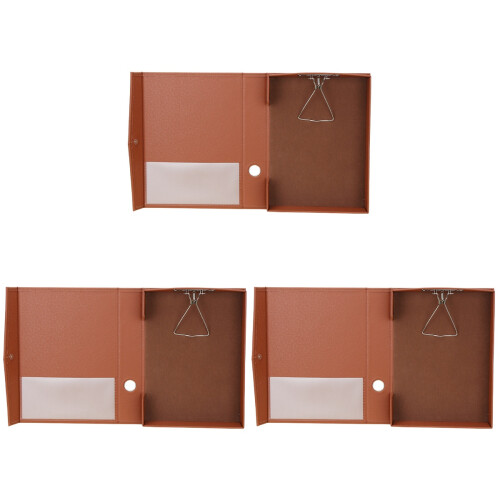 3Pcs Brown PU File Clipboards Lightweight A4 Paper Holders for Work 1