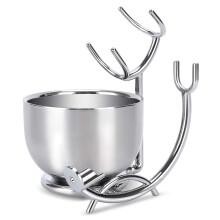 Grandslam Razor and Brush Stand with Double Stainless Steel Design Shave Soap Bowl Set for Shaving Brush and Straight Razors, Barber Razors, Safety Ra
