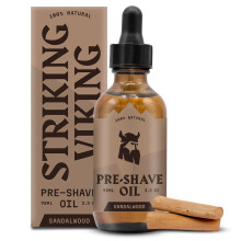 Aceite Pre-Afeitado Striking Viking para Hombre (Sándalo, 3.3 Oz) - Aceite Suave y Protector
