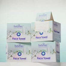 Serviettes de Visage Jetables PureSoftness Luxueuses, 100% Coton, Extra Grandes 30 cm x 25 cm