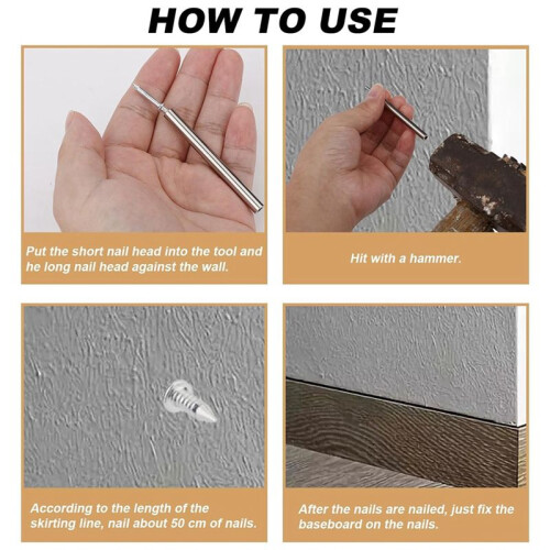 200Pcs Baseboard Seamless Nails Double-Headed Screw, Skirting  Special Invisible Security Nails with Sleeve Tool 2
