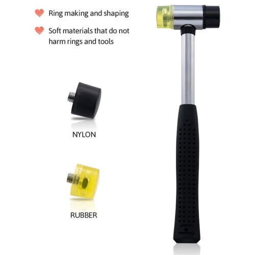Ring Sizer, Can Be Hammered Solid Ring Mandrel and Jewelry Rubber Mallet, Ntegrated Conical Solid Ring Mandrel Sizer 2