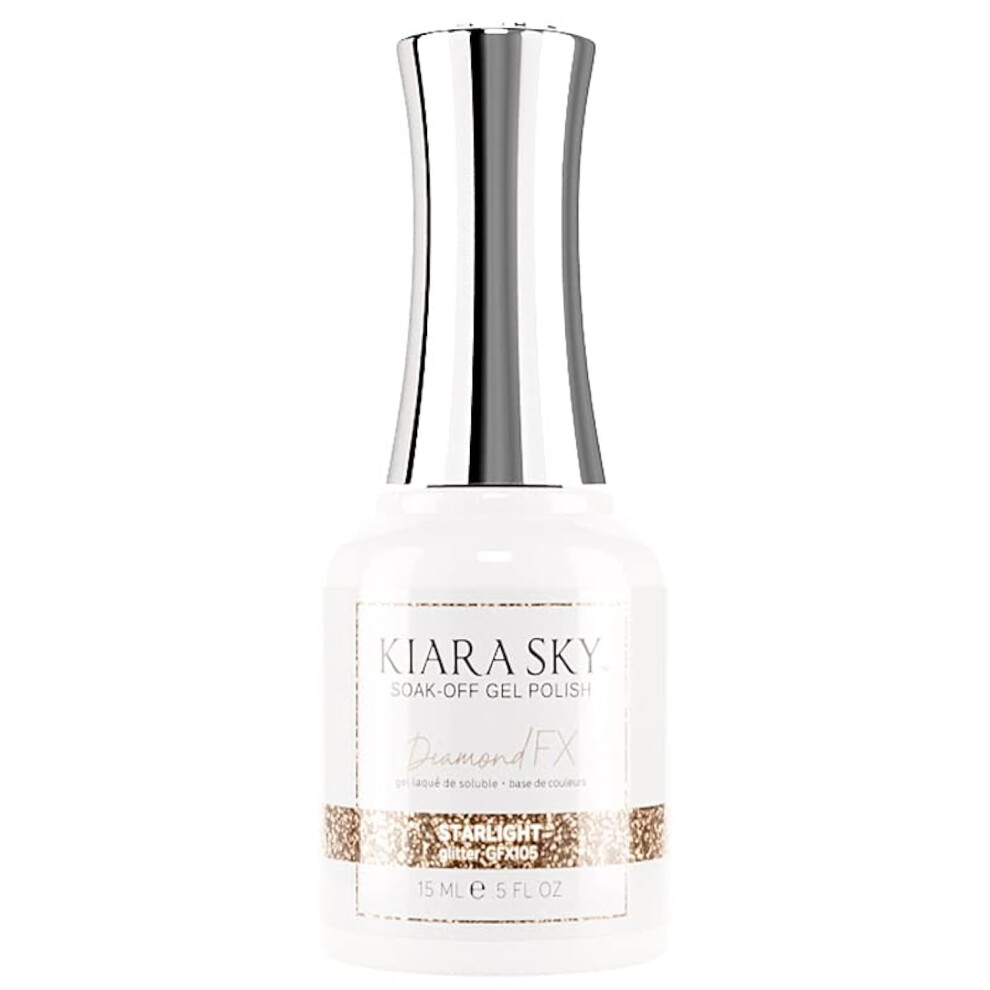Kiara Sky Gold Diamondfx Flash Reflective Polish | Shimmery Glitter Shiny Sparkly Gel Polish | Reflective Glitter Gel Nail Polish | Soak Off Manicure Gel N
