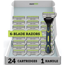 Kit de Rasage ShaveMOB 6 Lames pour Hommes (Manche Flexible + 24 Recharges)