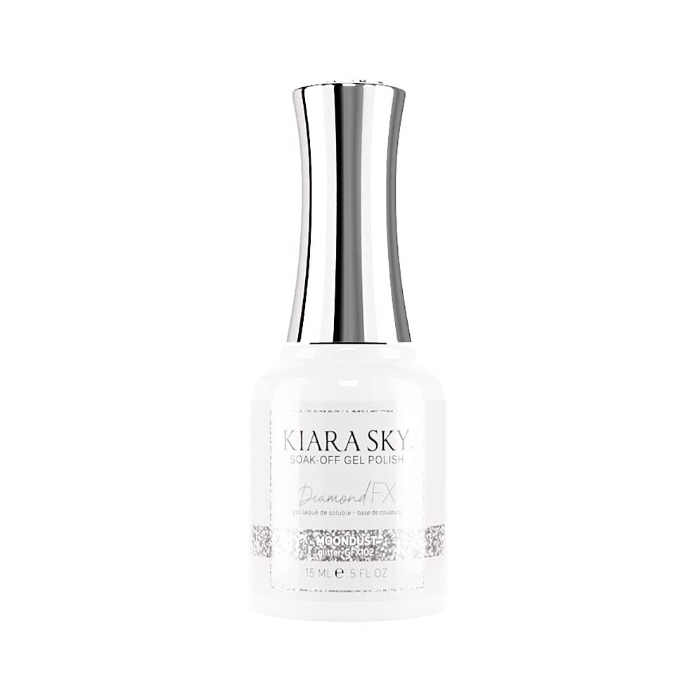 Kiara Sky Silver Diamondfx Flash Reflective Polish | Shimmery Glitter Shiny Sparkly Gel Polish | Reflective Glitter Gel Nail Polish | Soak Off Manicure Gel N