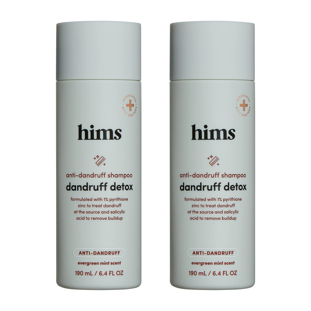 Hims & Hers Hims Dandruff Detox Shampoo - Dermatologist Formulated For Dry, Oily, Itchy, Flaky Scalp Shampoo With 1% Zinc Pyrithione, Argan & Avocado Oil - 2 X 6.