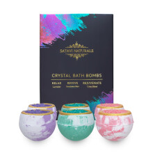 Satavi Naturals Kristall-Badebomben (6er Pack) Aromatherapie Badebomben mit pflegenden Badesalzen