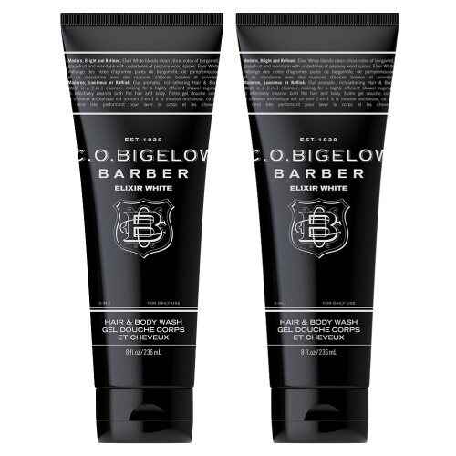 C.O. Bigelow Men's Hair and Body Wash, Elixir White, No. 1607, 8 fl oz, Shampoo e Doccia, Agrumi e Bergamotto
