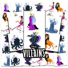Disney Villains Tattoos Party Favor Set ~ 72 Perforierte 2" x 2" Temporäre Tattoos für Kinder