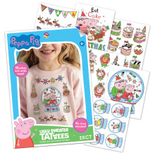 Savvi - Peppa Pig Lelijke Trui Kit, 28 Tijdelijke Tatoeages: Cadeaus voor Kinderen 6+, Feest Tatoeage, Gemaakt in de VS [6 Vellen, 28 Stuks]