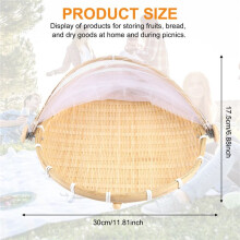 Handgeweven Voedsel Tent Mand Lade Fruit Groente Brood Opslag Mand Eenvoudige Sfeer Outdoor Picknick Mesh Net Cover