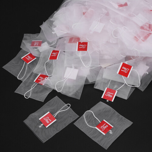 1000Pcs5.5 X 7Cm Pyramid Tea Bag Filter Nylon Tea Bag Single String Label Transparent Empty Tea Bag 1
