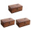3Pièces Boîtes En Bois Marron Rangement Divers Avec Gravure 3