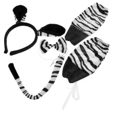 2Sets Lightweight Zebra Tail and Headband Animal Party Headwear Set