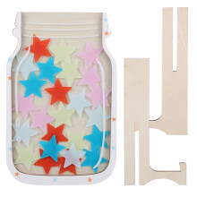 4Ensembles Pot Récompense Bois Solide Avec Jetons Étoiles Multicolores
