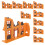 30Pièces Décor Ruines Cassées Orange Modèles Pour Jeux De Sand Table 1