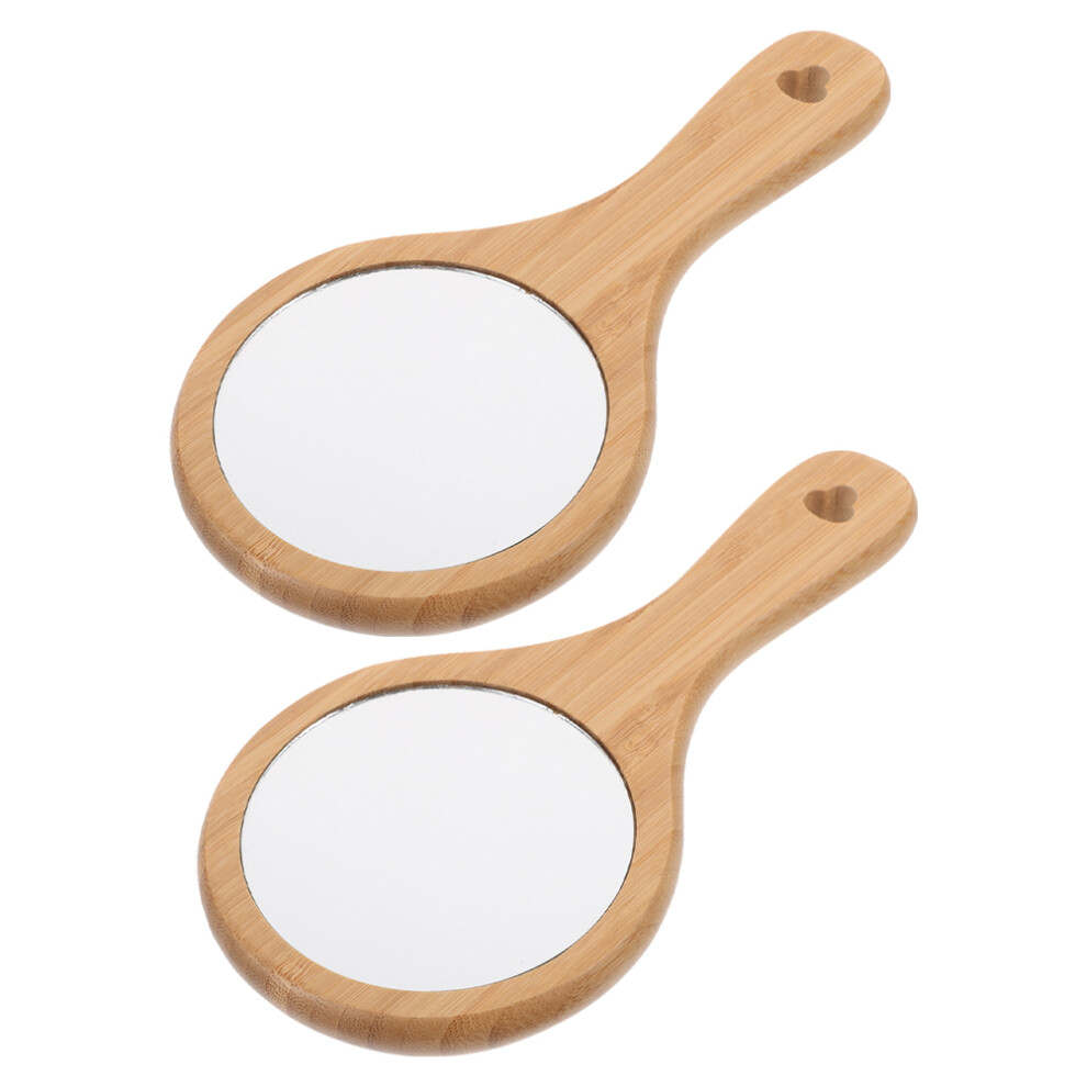 Iplusmile 8Pcs Stylish Wooden Hand Mirror Portable Makeup Mirror For Travel Use