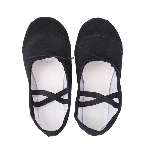 3Pairs Lightweight Black Ballet Dance Shoes Durable with Elastic Strap