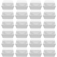 50Pcs White Portable Paper Plastic Boxes for Cake Sandwich Storage
