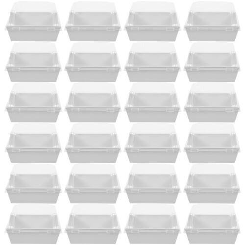 50Pcs White Portable Paper Plastic Boxes for Cake Sandwich Storage