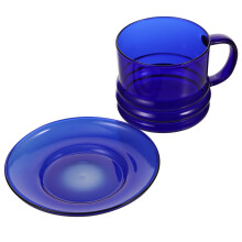 2Sets Blue Glass Coffee Cup and Saucer Kit for Coffee Shop Home