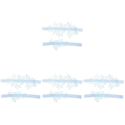 4Sets Elastic Lace Bride Garters Sky-Blue Wedding Leg Decoration 1