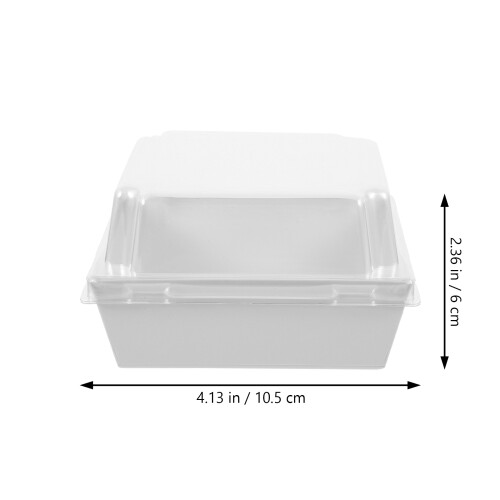 50Pcs White Portable Paper Plastic Boxes for Cake Sandwich Storage 1
