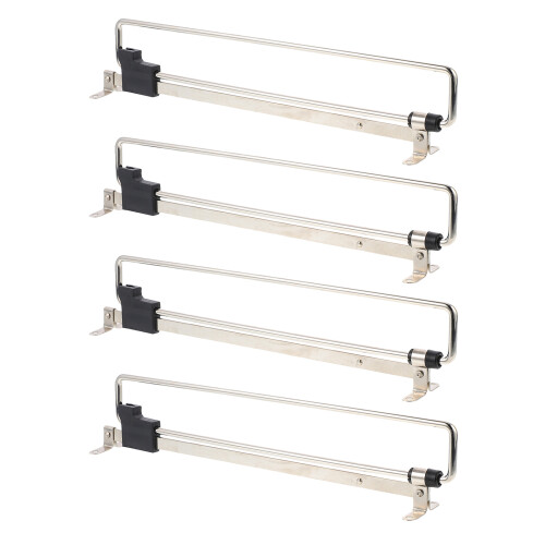 8Pcs Silver Extendable Pull-Out Wardrobe Rod Adjustable Hanger Rail