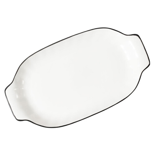 3Pcs White Ceramic Fish Board Double Handle Oven Safe Kitchen Dish 1