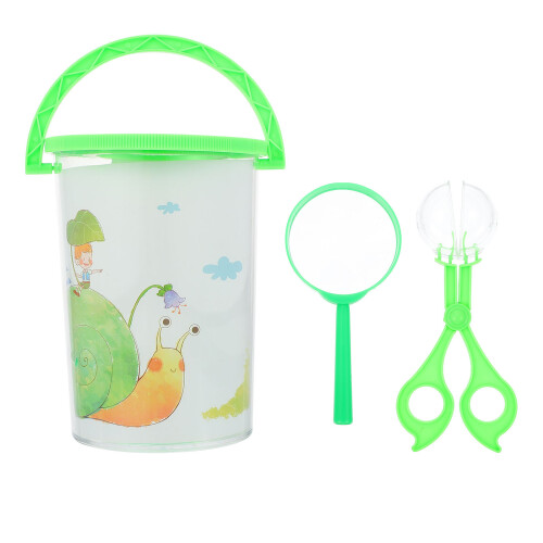 2Ensembles Seau D'observation Enfants Vert Clair Loupe ABS Résistant