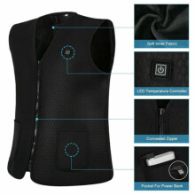 2PiÚces Gilet Noir Chauffé USB Veste Hiver Unisexe Réglable 3 Modes