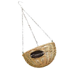 2Pcs Hanging Basket with Chain Beige Woven Planter for Home and Garden