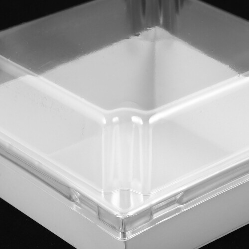 50Pcs White Portable Paper Plastic Boxes for Cake Sandwich Storage 2