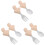 3Sets Short Handle Baby Fork Spoon Set Silicone Beige Toddler Utensils 4