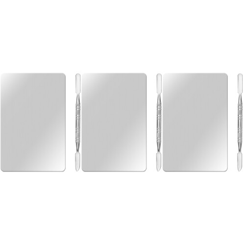 3Sets Compact Silver Makeup Mixing Tray with Spatula for Nail Art Use 2