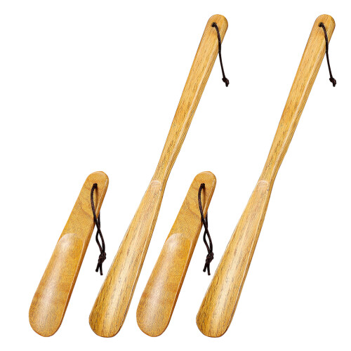20Pcs Solid Wood Shoe Horns Long Handle Boot Horns for Home Hotel Use