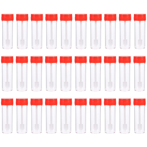 30Pcs Transparent Plastic Urine Specimen Cups with Lid for Storage Use