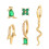 Groene Oorbellen Set Zirkonia Hoepels Studs Piercing 1