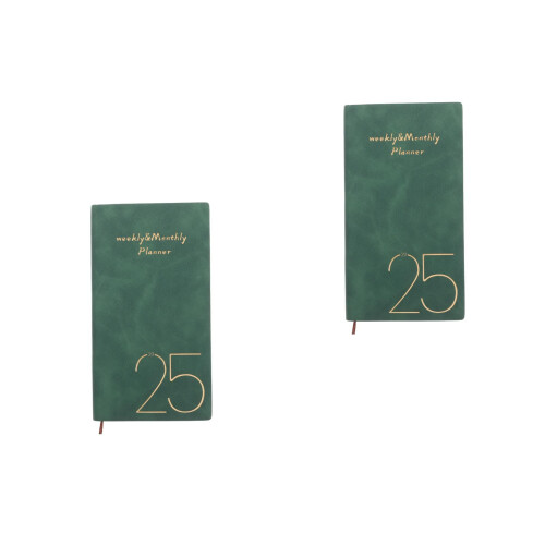 2Pcs Teacher Planner 2025 Small PU Hardback Weekly Calendar 2