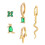 Groene Oorbellen Set Zirkonia Hoepels Studs Piercing 2