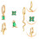 Groene Oorbellen Set Zirkonia Hoepels Studs Piercing 10