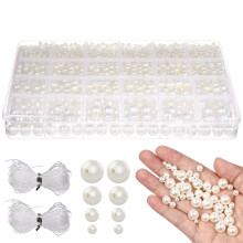 1Set White Simulation Pearl Beads with Holes for DIY Bracelet Necklace