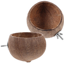 6Pcs Pet Feeding Bowls Coconut Shell Large Capacity Dark Brown Set