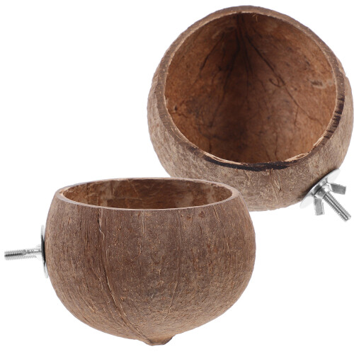 6Pcs Pet Feeding Bowls Coconut Shell Large Capacity Dark Brown Set