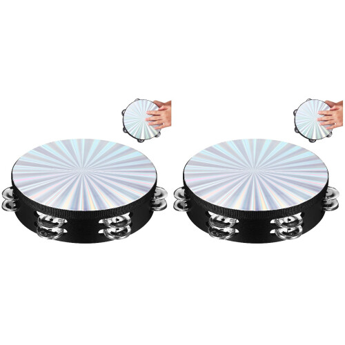 2Pcs Handheld Double Rows Tambourine Musical Instrument for Stage Use 1