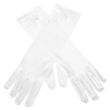 4Paren Witte Satijnen Kindhandschoenen Met Strik Feestelijke Jurk